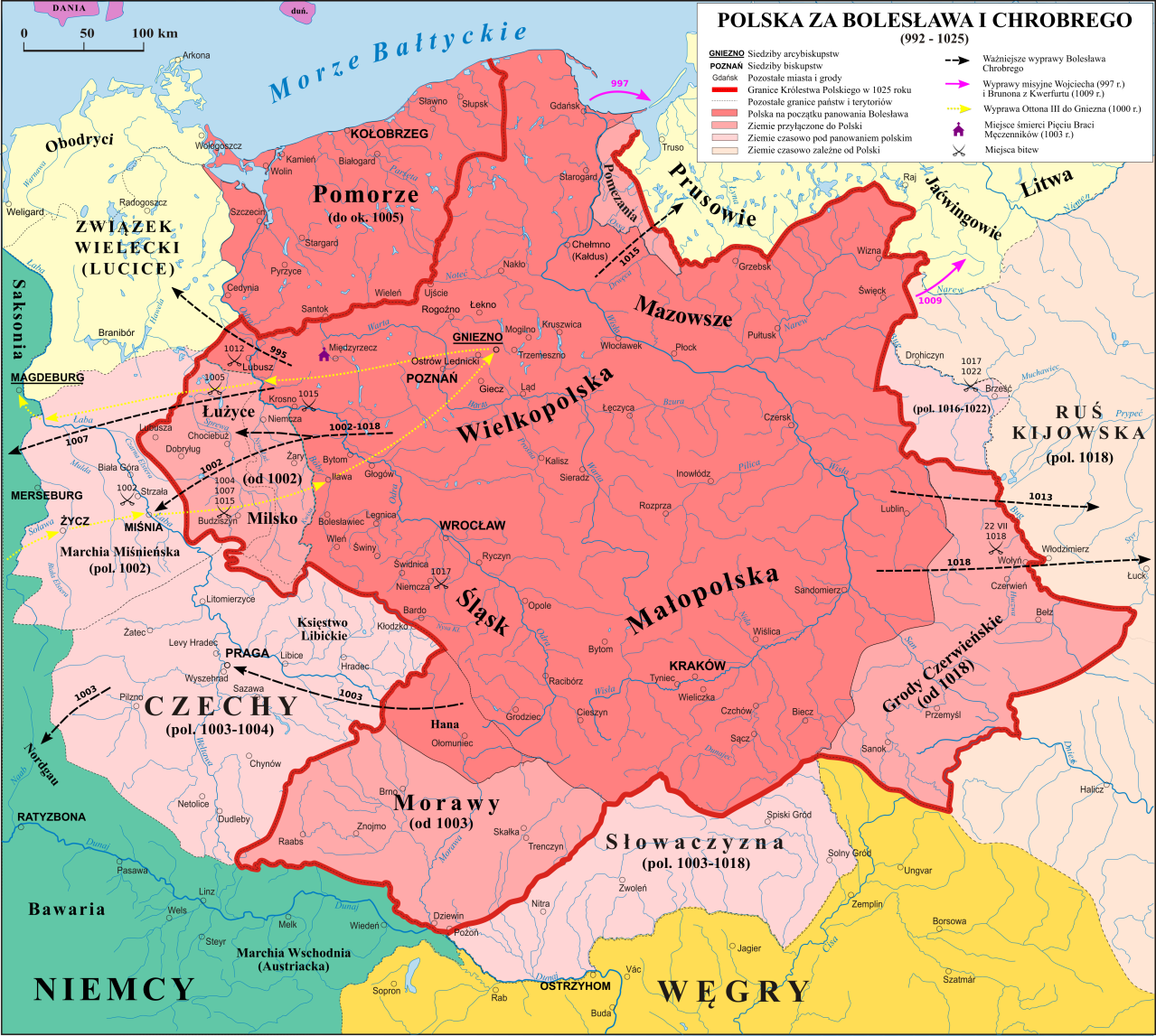 Polska za czasów Chrobrego mapa