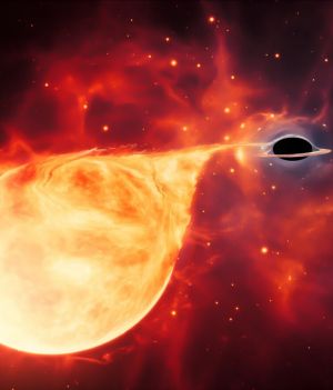 Czarna dziura połyka gwiazdę fot. ESA/Hubble, M. Kornmesser