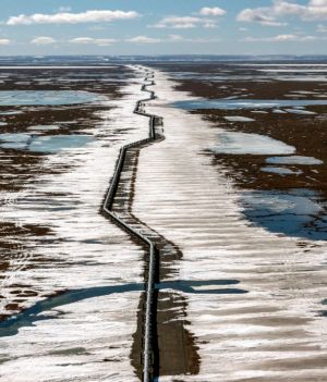 Rurociąg biegnący przez tereny Alaski (Photo by Bonnie Jo Mount/The Washington Post via Getty Images)
