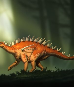 Nowy gatunek niewielkiego stegozaura został odkryty w Chinach. Czy tam wyewoluowały te dinozaury? (fot. Banana Art Studio)