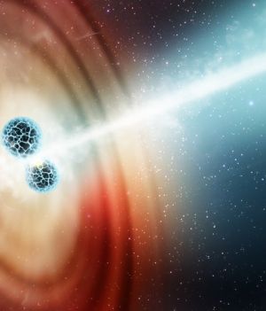Materia po zderzeniu gwiazd neutronowych leci z prędkością nadświetlną. To niemożliwe, więc skąd to złudzenie? (fot. Elizabeth Wheatley (STScI))