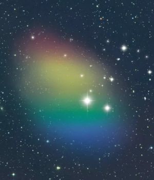 Astronomowie namierzyli niewidzialną galaktykę. Wydaje się być całkowicie pozbawiona gwiazd (fot. STScI POSS-II with additional illustration by NSF/GBO/P.Vosteen)