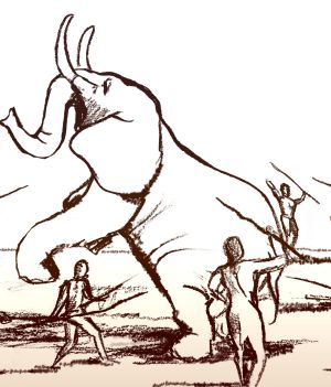 Homo erectus poluje na słonie