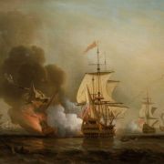 Bitwa u wybrzeży Kartageny, obraz autorstwa Samuela Scotta