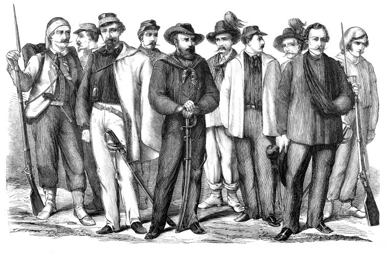 Giuseppe Garibaldi na czele oddziału