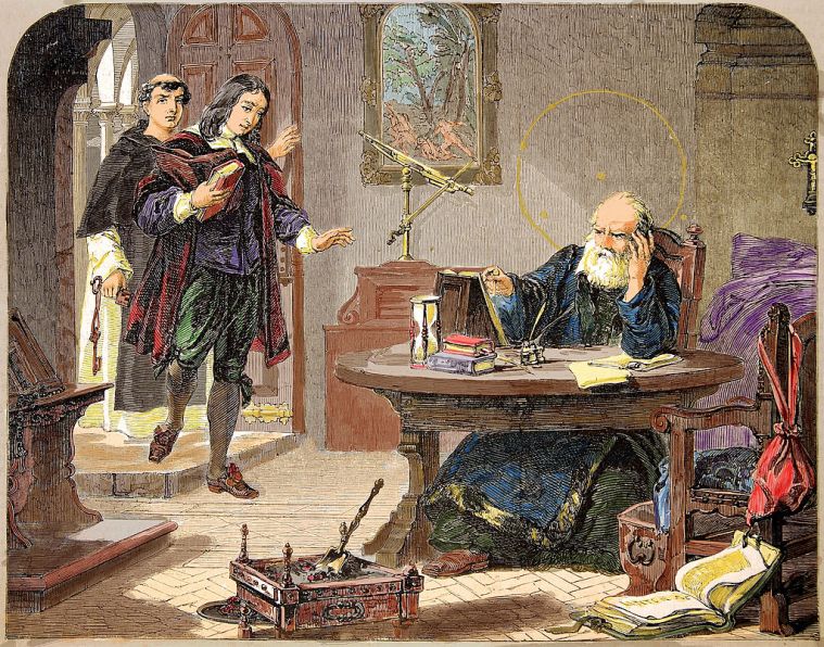Poeta John Milton odwiedza Galileusza w areszcie domowym