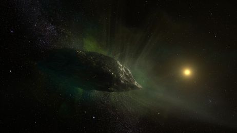 Artystyczna wizja przedstawiająca kometę 2I / Borisov (fot. ESO/NAOJ/NRAO)