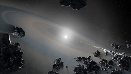 Po raz pierwszy zaobserwowano, jak umierająca gwiazda rozrywa i pożera planety z całego swojego układu (fot. NASA, ESA, Joseph Olmsted (STScI))