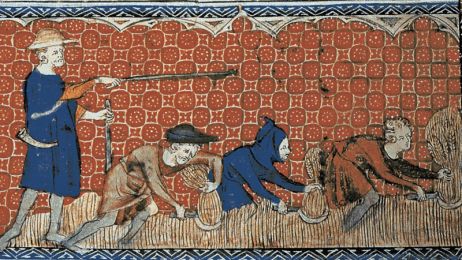 Feudalizm w średniowieczu – geneza, struktura i charakterystyka systemu feudalnego (ryc. Queen Mary's Psalter, Wikimedia Commons, public domain)