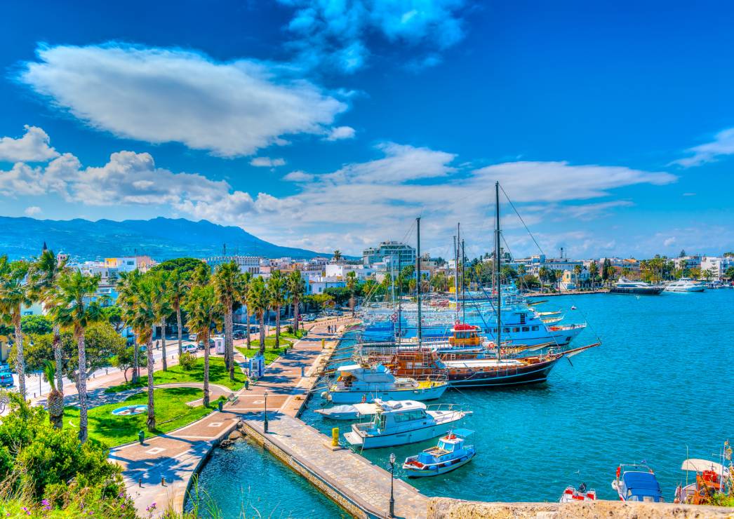 The main port of Kos island in Greece.