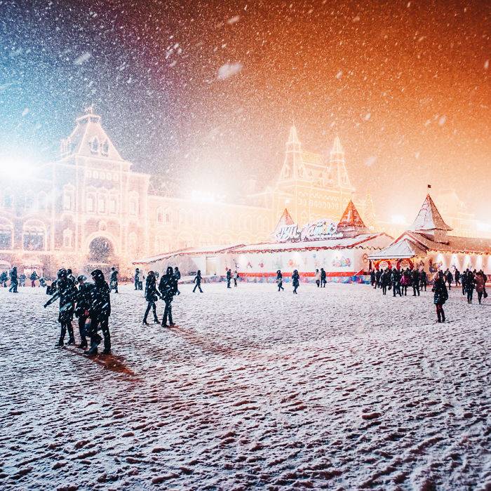 Baśniowa Moskwa w czasie zimy