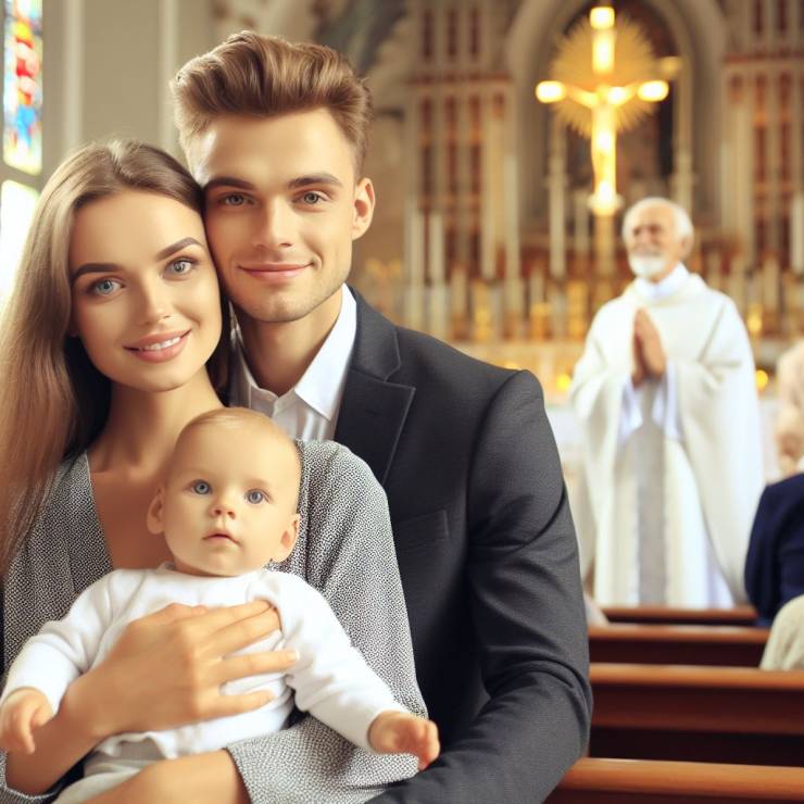 Prompt: polska rodzina w kościele