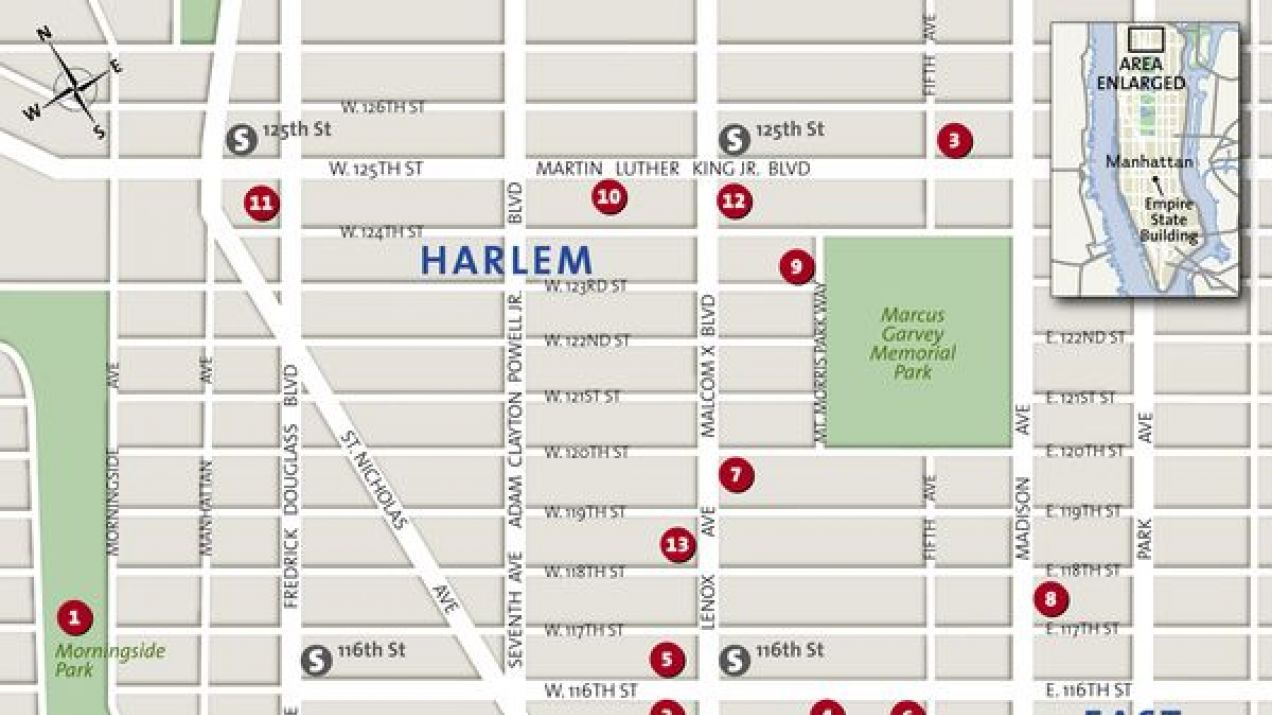 Mapa dzielnicy Harlem