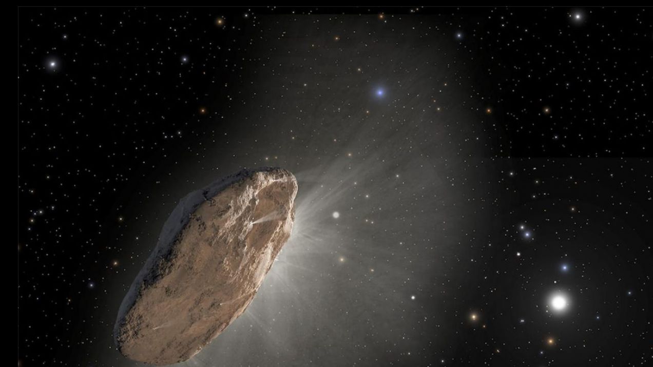 Grafika pokazuje kometę Oumuamua, pierwszego wykrytego międzygwiezdnego gościa. 30 sierpnia astronom-amator wykrył prawdopodobnego następcę, kometę o nazwie C / 2019 Q4 (Borysów). Ścieżka orbity komety zdecydowanie sugeruje, że dokonuje ona jednorazowej w
