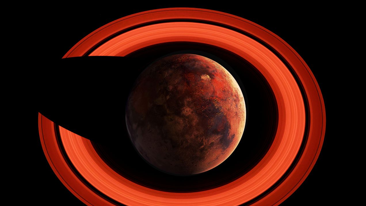 Mars pierścienie Podpis: NASA/JPL/Space Science Institute/Gordan Ugarkovic; NASA/Vanit Janthra; kolaż Jan Sochaczewski