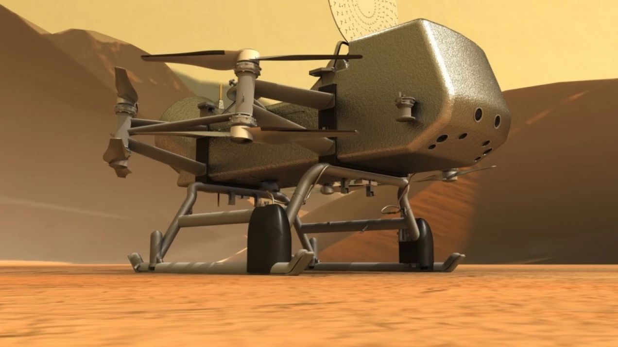 Kosmiczna ważka trenuje nad kalifornijską pustynią. Kiedy misja Dragonfly trafi na Tytana? (fot. NASA/Johns Hopkins APL)