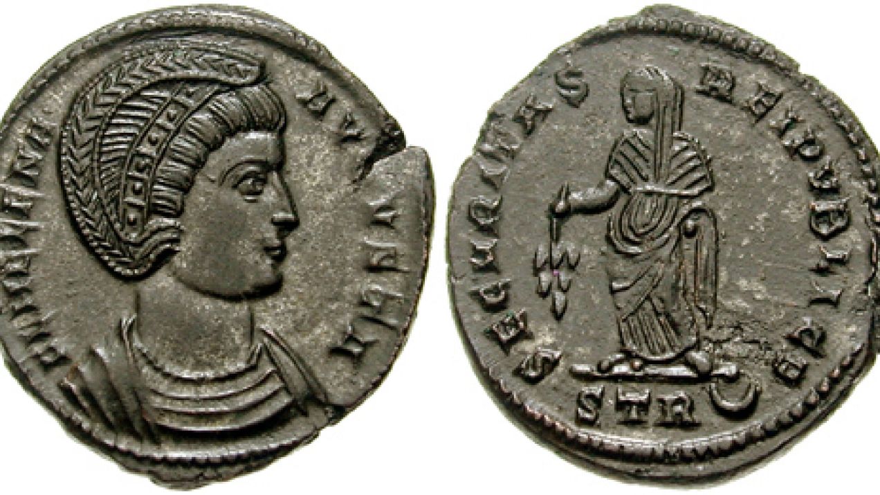 Kim była święta Helena? I dlaczego jej imieniem nazwano wyspę na Atlantyku? (fot. Classical Numismatic Group, Inc. http://www.cngcoins.com, Wikimedia Commons,  CC-BY-SA-3.0)