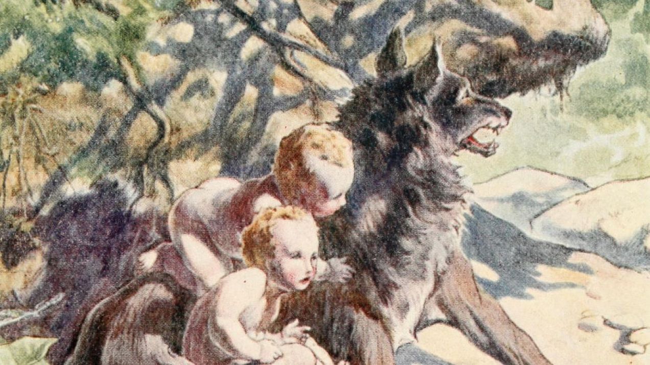 Założyciele Rzymu Romulus i Remus. Bohaterowie najsłynniejszej legendy o dzieciach wychowanych przez zwierzęta.