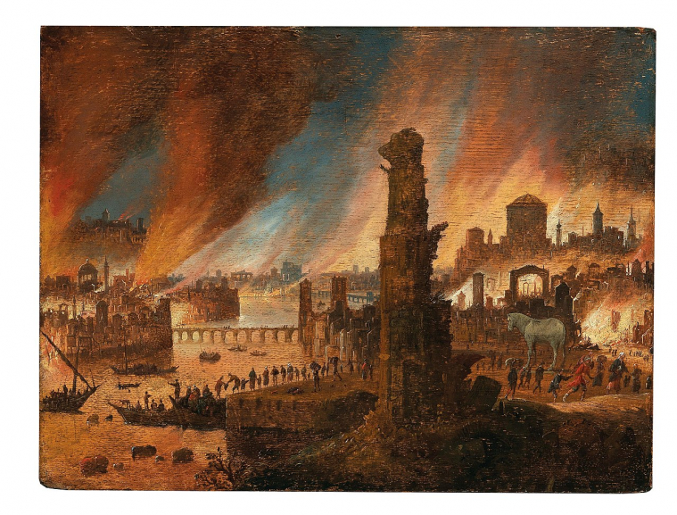Dirck Verhaert - The burning of Troy